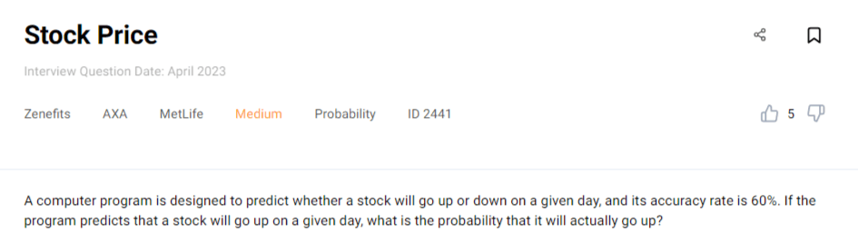 Probability Cheat Sheet Interview Question 5