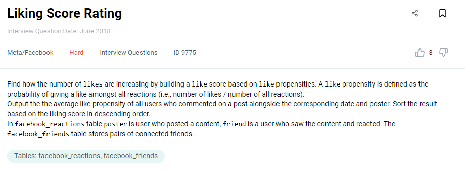 Facebook SQL query interview question