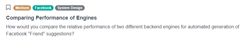 Facebook Data Scientist Interview problem for Performance of Engines