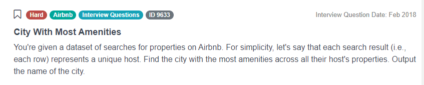 Python Pandas Interview Questions for City With Most Amenities